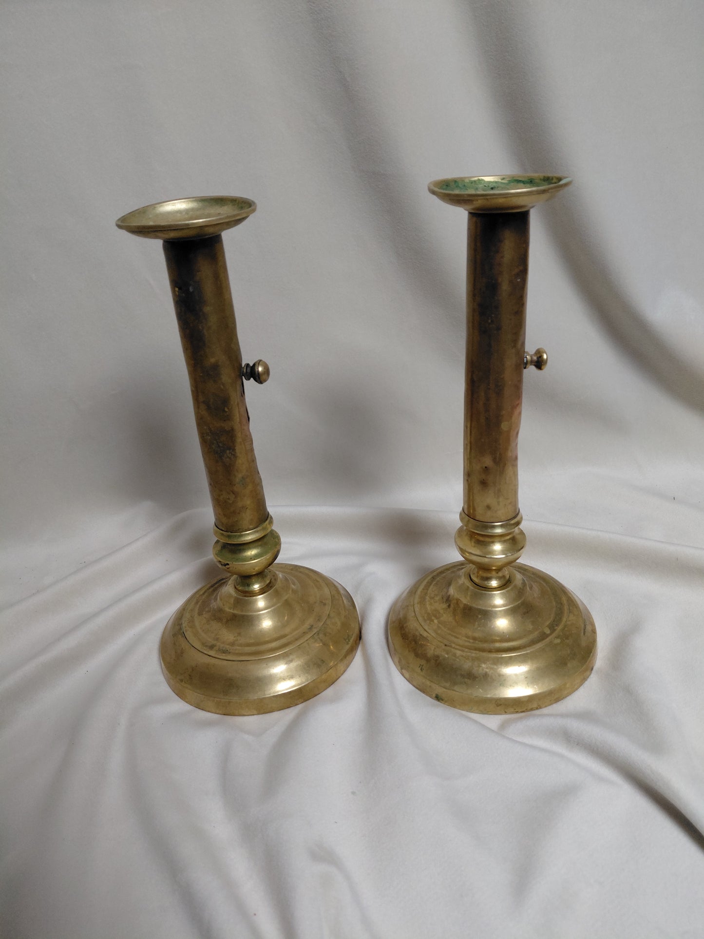 Antík viktorían kertastjakar 2 stk með push-up mekanisma (