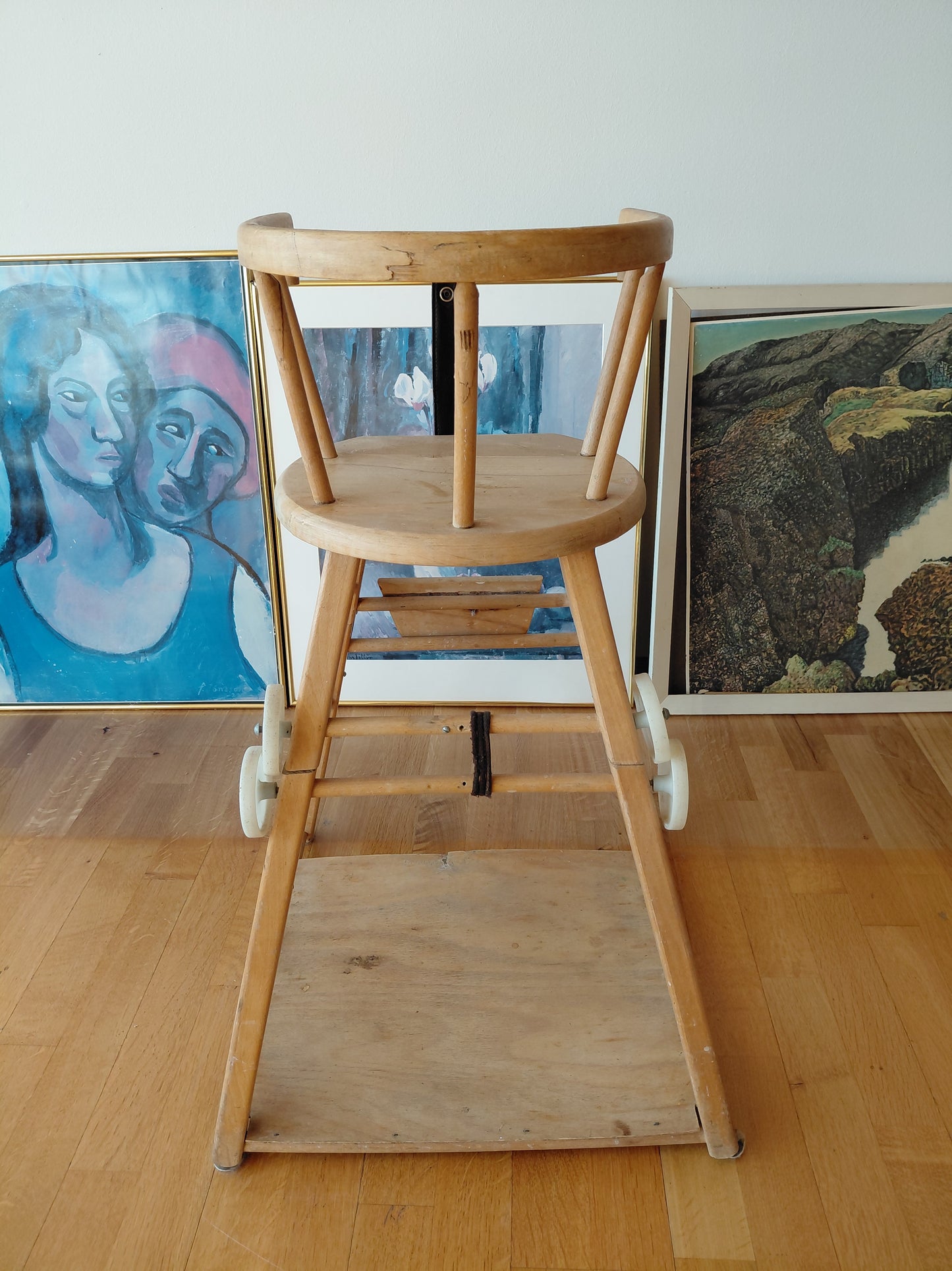 Vintage umbreytanlegur barnastóll (1950-1960)