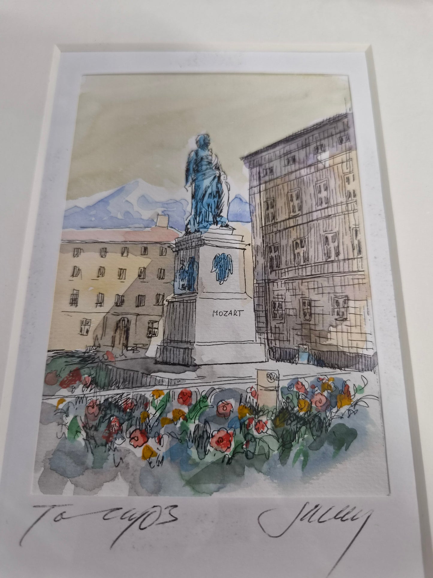 Afhjúpun Mozart í Salzburg vatnslitir og penni (2003), Jaluy