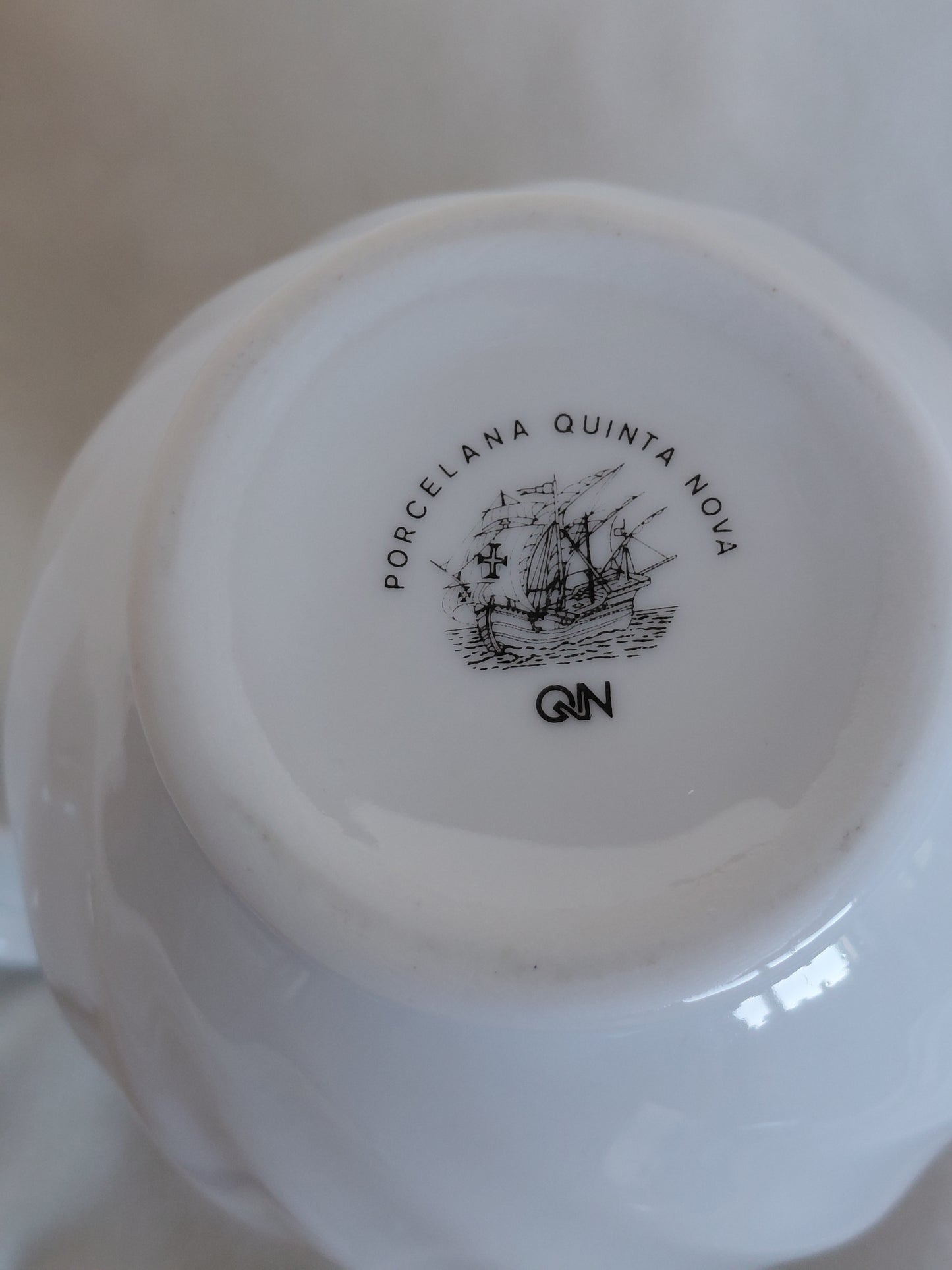 Vintage rjómakanna og sykurkar Swirl design (1960-1980), Porcelana Quinta Nova