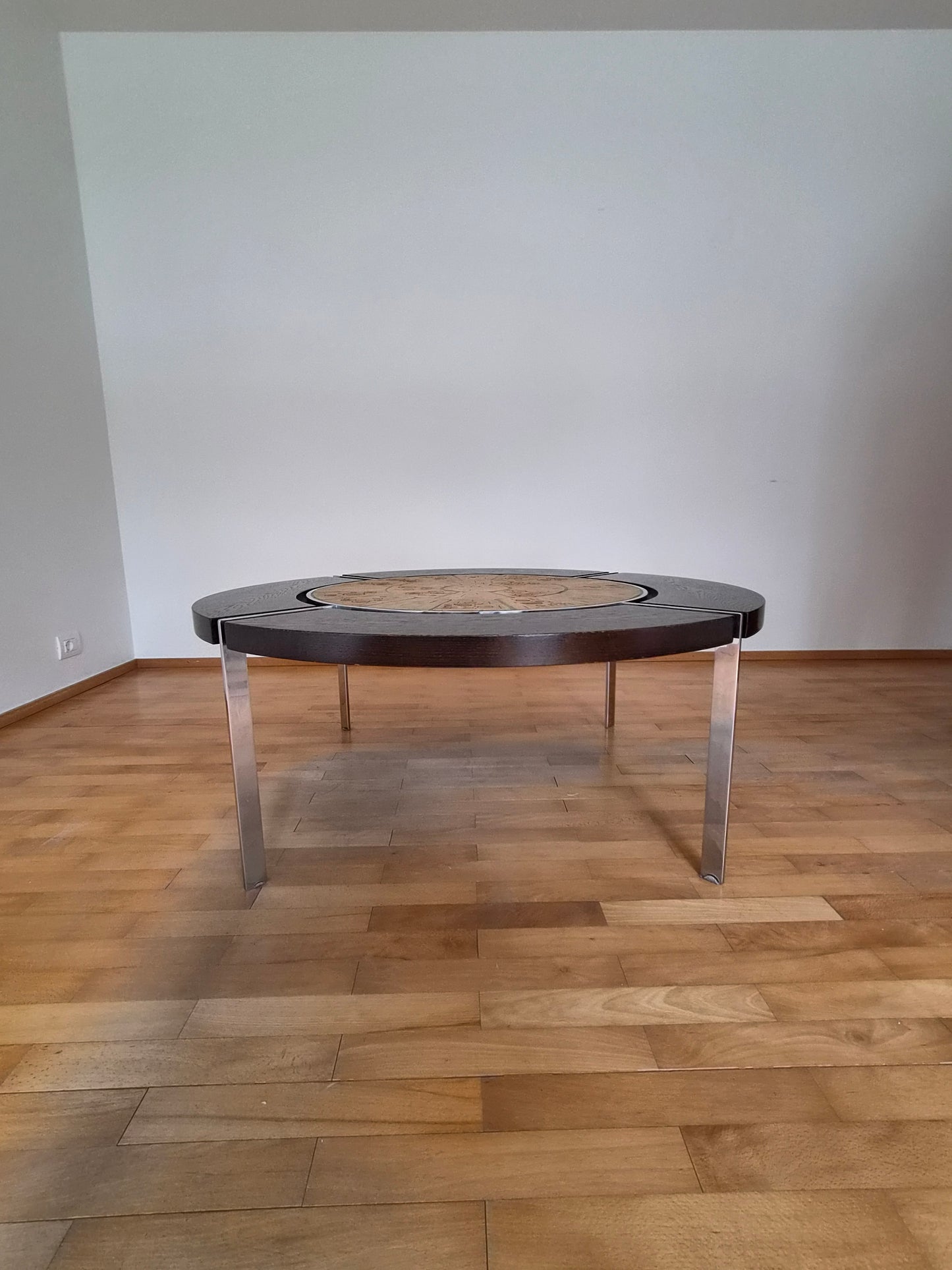 Vintage stofuborð með keramikflísum eftir Svend Aage Jessen (1960-1970) Ø120 cm, Ryesberg Møbler
