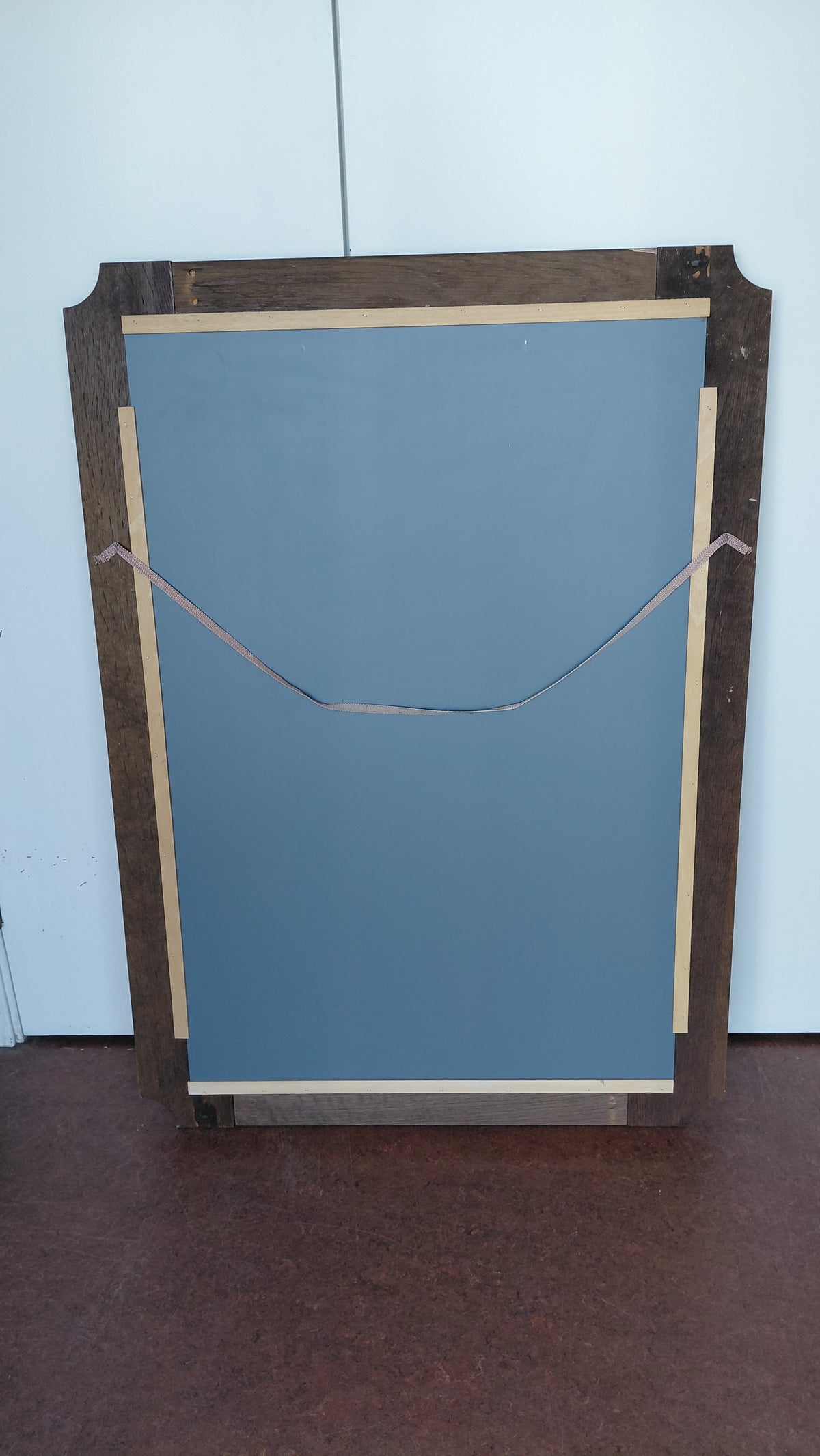 Vintage stór eikar spegill 121x86 cm, dökkbæsað (1970-1980)