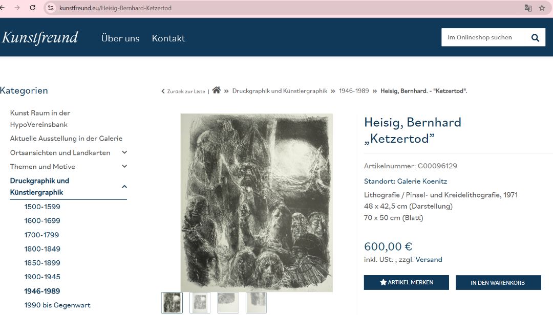 Litographie "Ketzertod" (Heretic's Death) (1994), Bernhard Heisig