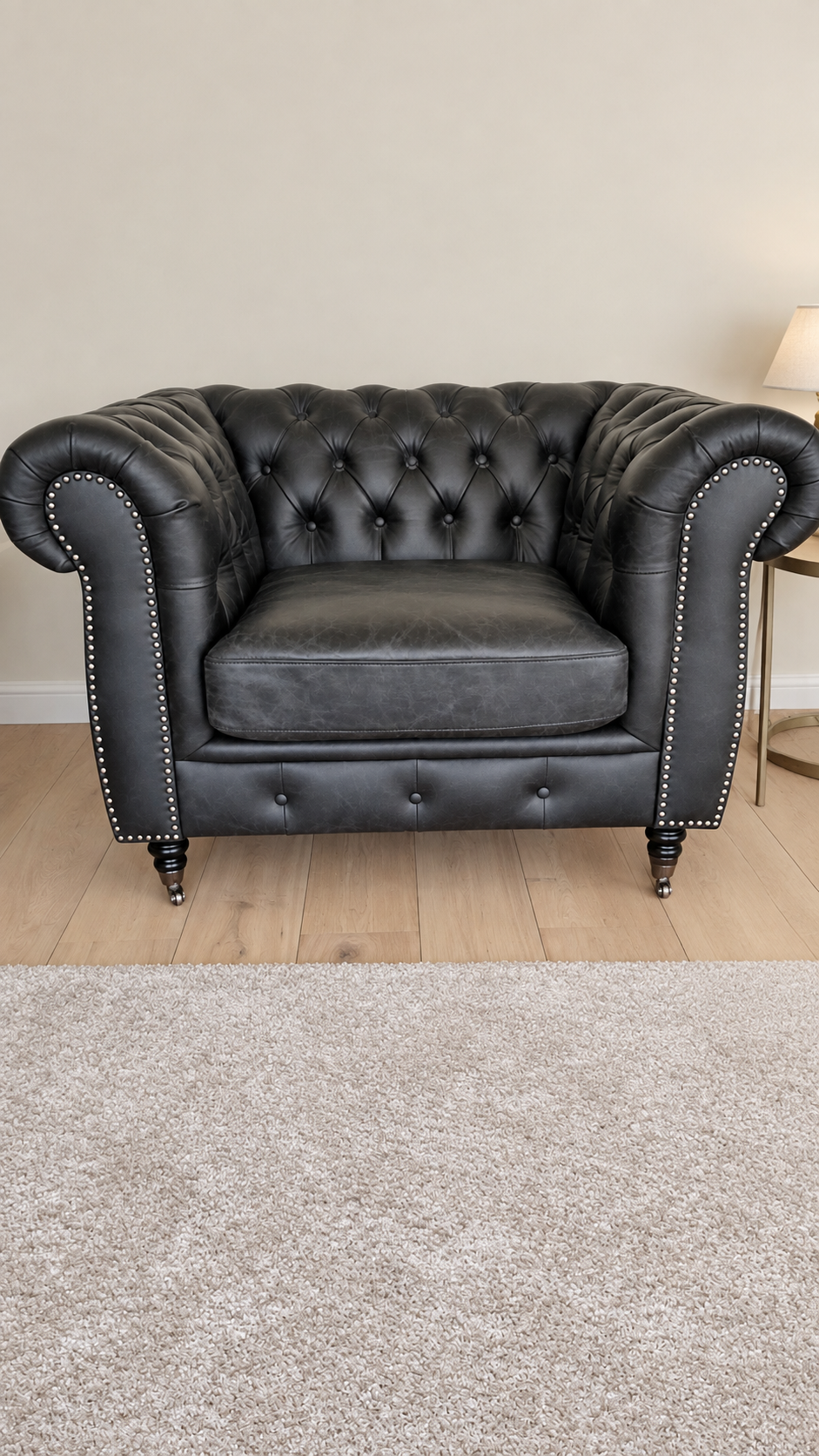 Imperial (Chesterfield) hægindastóll úr vintage leðri, Lasunya / Imperial