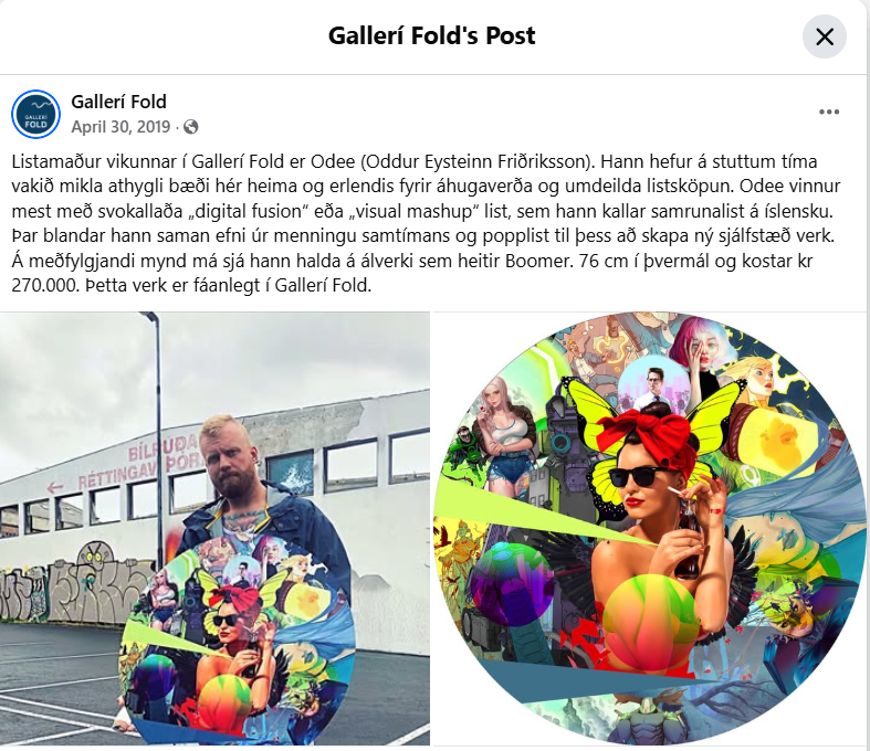 Pop art mynd/collage í ramma, ODEE