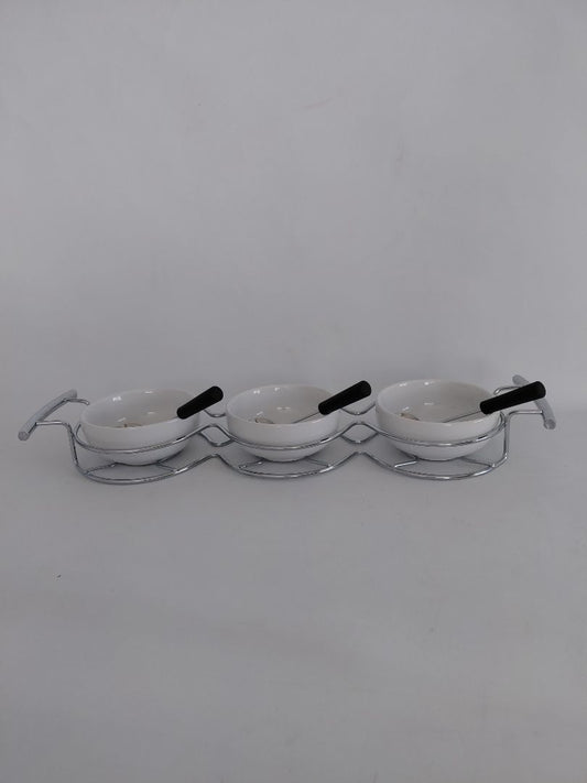 Sauce bowls in steel tray, Imperial houseware