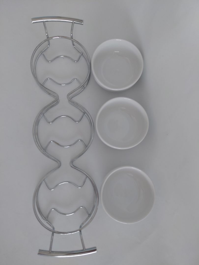 Sauce bowls in steel tray, Imperial houseware