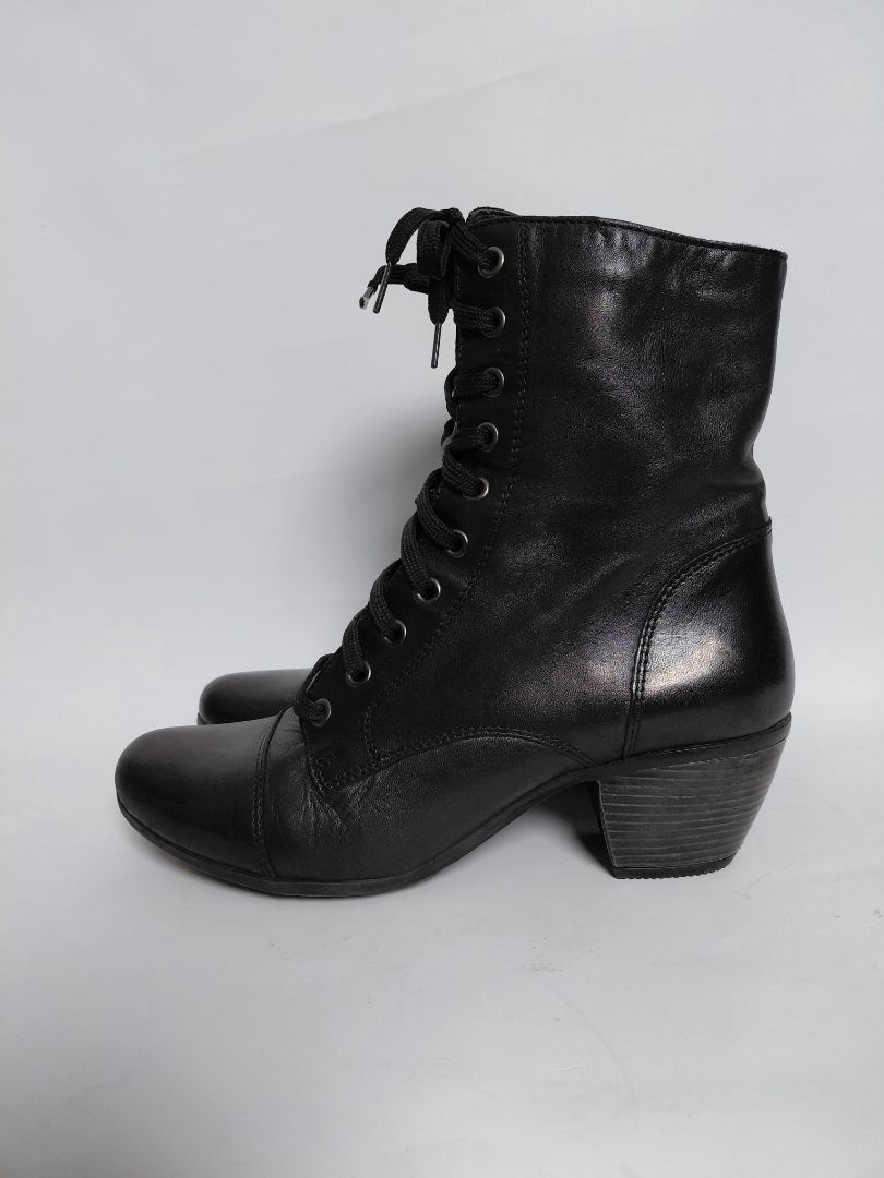 Ökklaháir leður skór 5.5 cm hæll, EUR 39, Six Mix