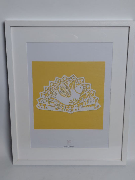 Plakat "Dúfan í Danmörk" í ramma (2015), Helga Gerður Magnúsdóttir for Marginalia