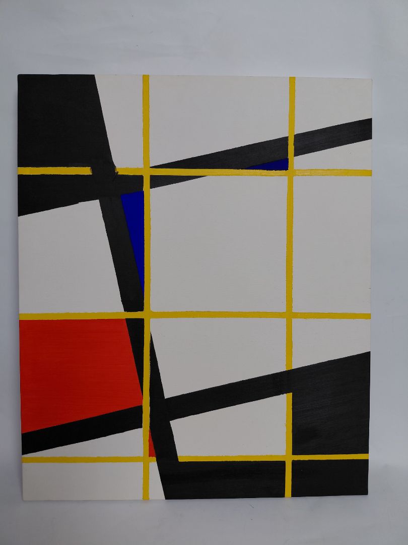 Vintage abstract eftirprentun á striga (1926) "Composition néo plastique no. 5", César Domela