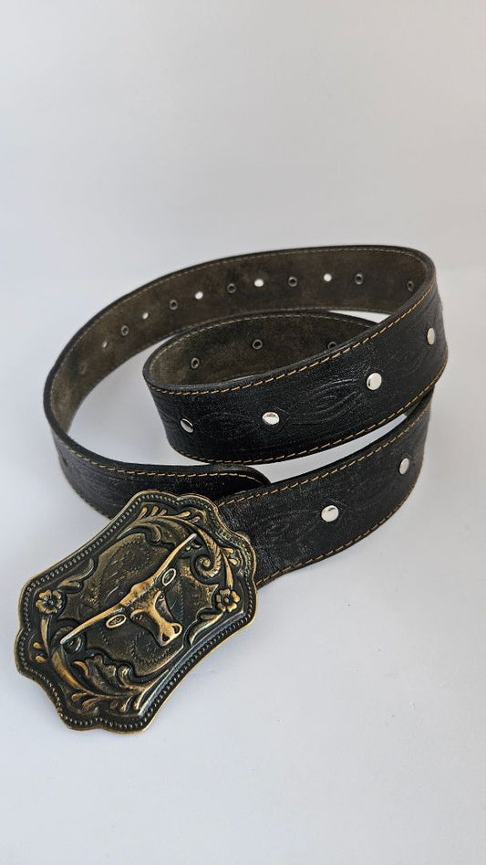 Vintage leather belt, 99 cm