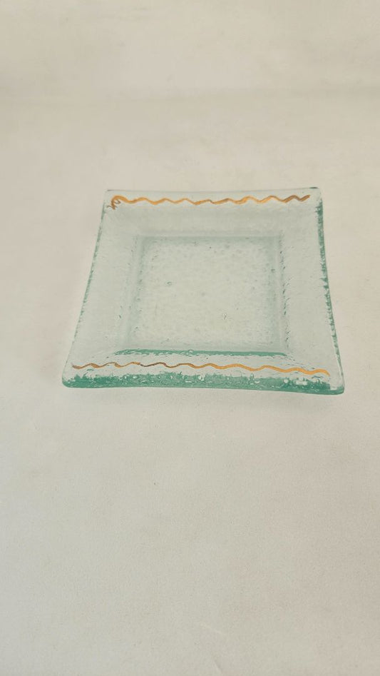 Small glass plate with gilding
