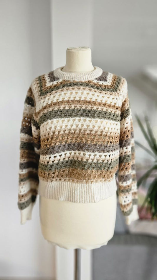 Crocheted thick sweater, XS, Mango