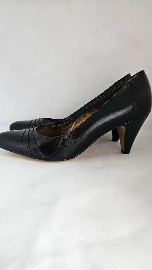 Black leather heels (7 cm), EUR 39, Six Mix