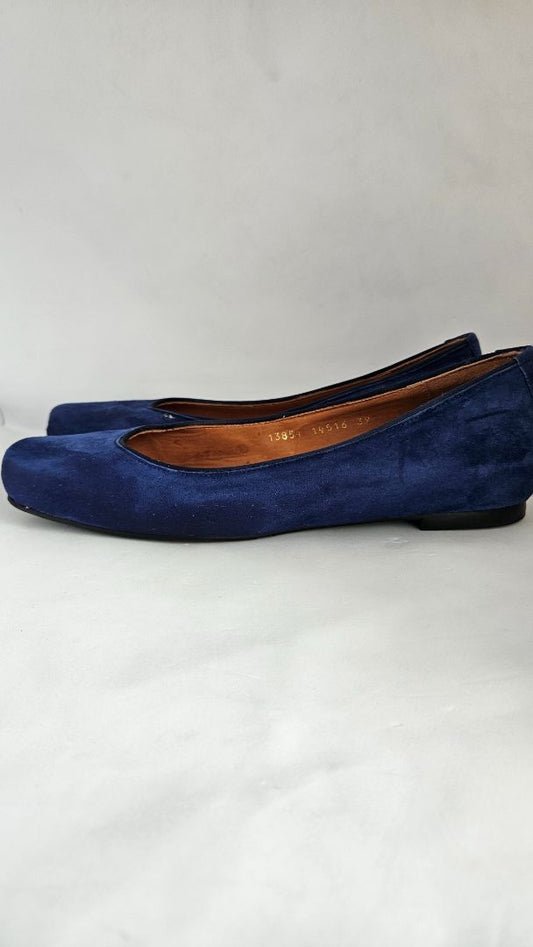 Blue suede ballerina shoes, Eur 39, Billi Bi