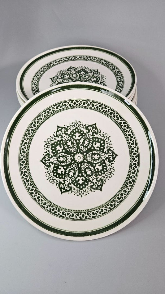Green Traces dinner plates for 12 people - Vintage, Ironstone