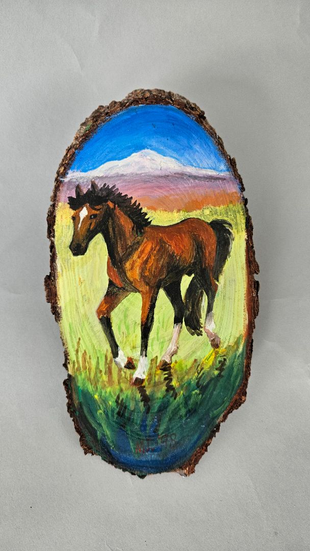 Picture of a horse on a wooden plate (1998), MJ Art