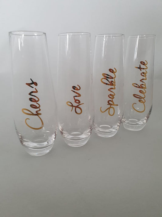 Champagne glasses 4 pcs (unused), Glassware Verrerie