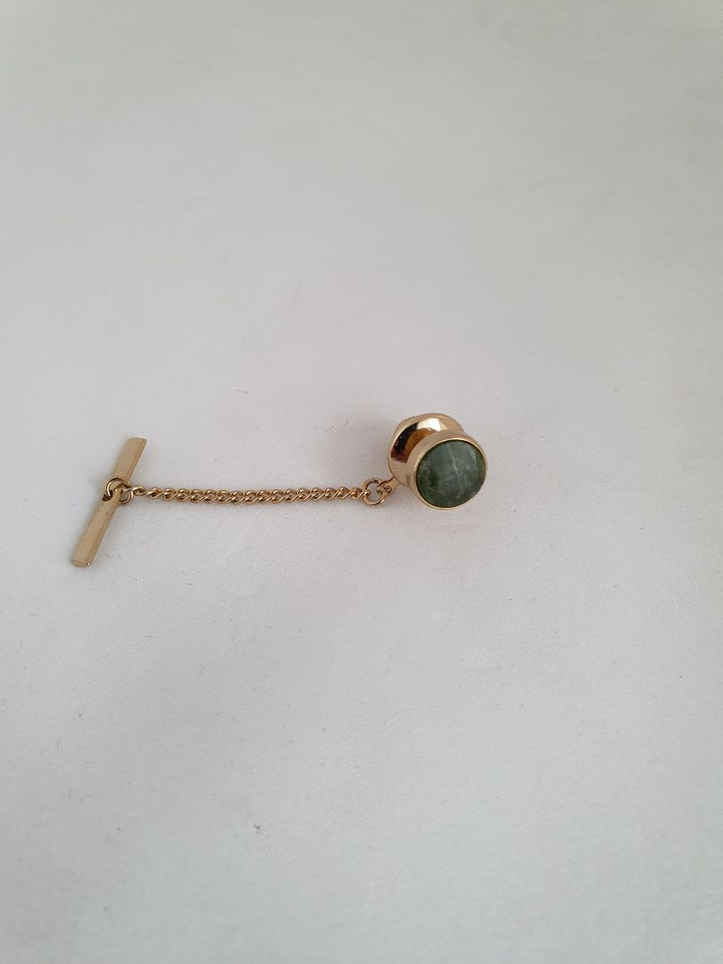 Cufflinks and tie pin (genuine Jade stones), Milt Weiss