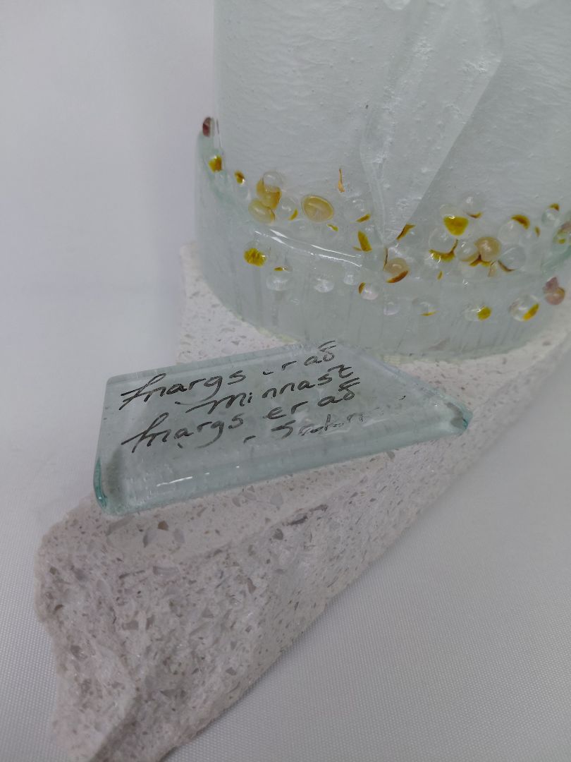 Candle holder with inscription, Fríða