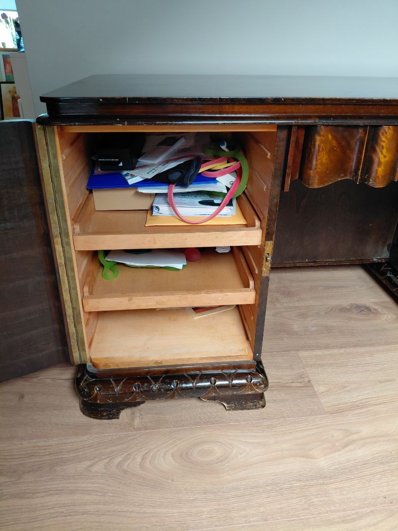 Antique desk (1880-1890) with shelves on the front