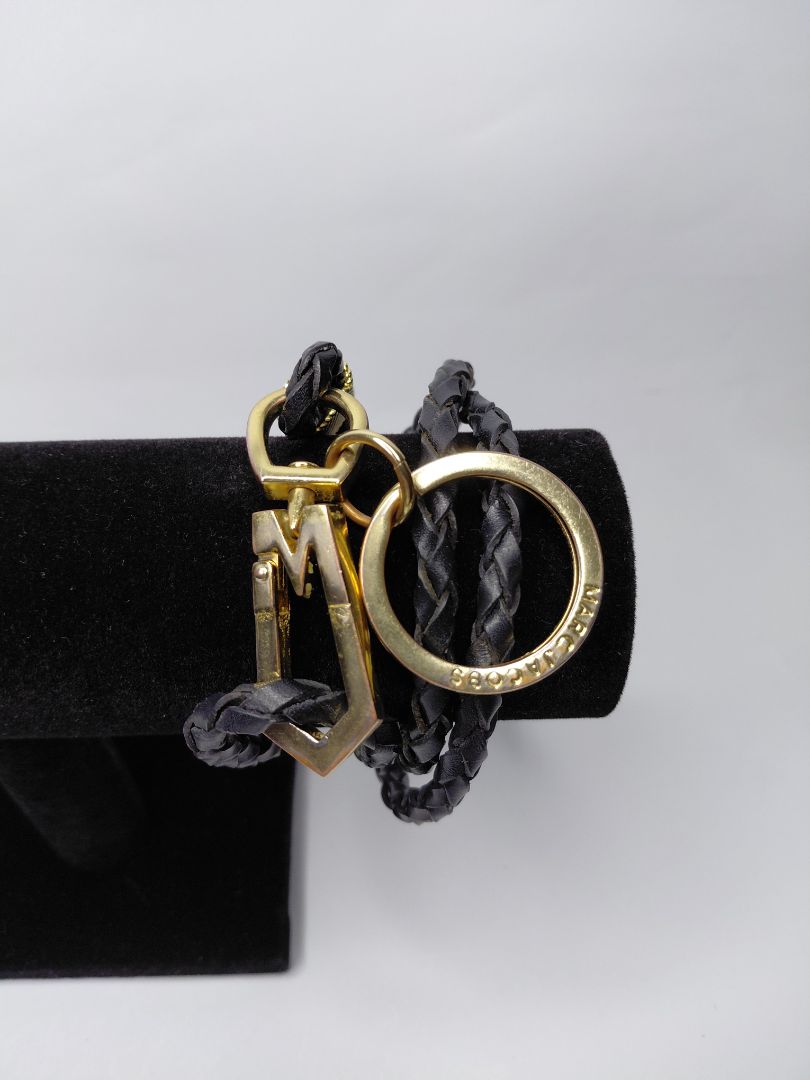 Vintage necklace and bracelet made of braided leather strap, Marc Jacobs