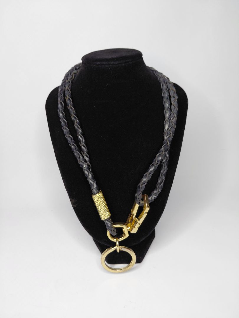 Vintage necklace and bracelet made of braided leather strap, Marc Jacobs