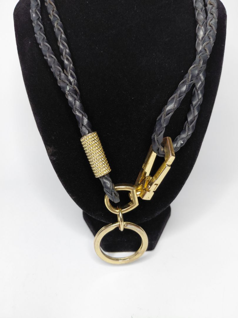 Vintage necklace and bracelet made of braided leather strap, Marc Jacobs
