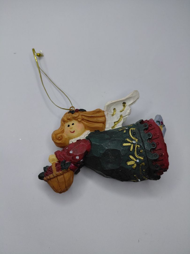 Christmas ornament - Angel holding a basket of flowers