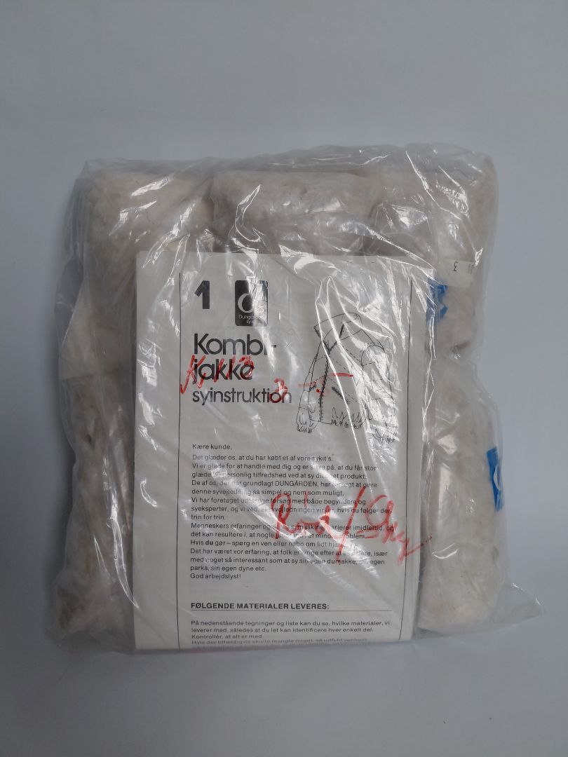 Vintage (1970s) sewing kit down jacket (unused), Dungården sewing kit