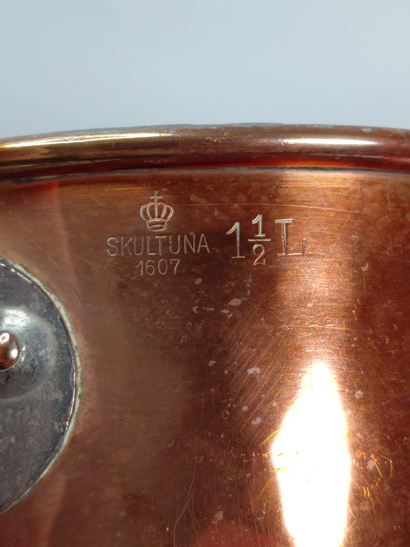 Antique (1892-1922) copper pot 1 1/2 L, Skultuna Messingsbruk AB
