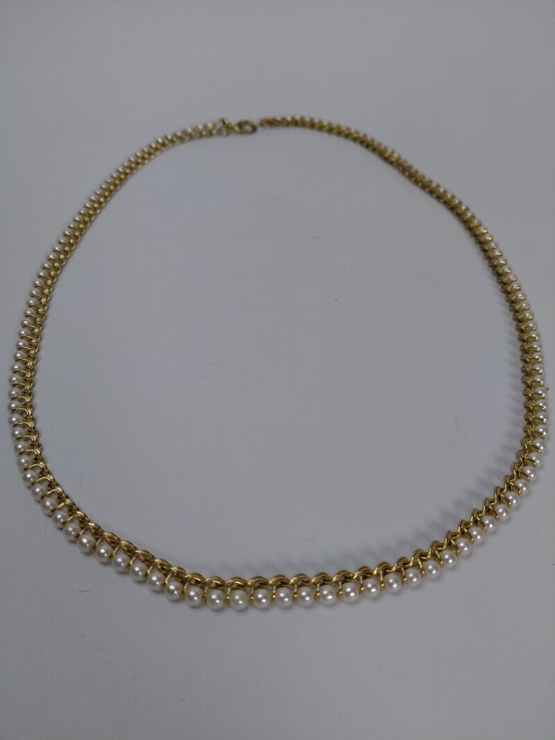 Vintage perlu hálsfesti (sídd 30.5 cm)