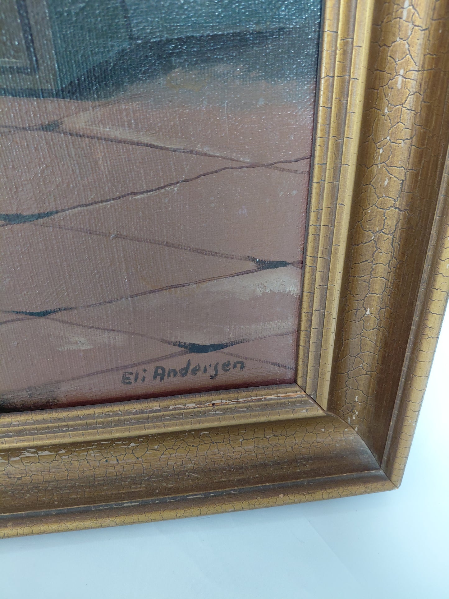 Vintage olímálverk "Pride of Capture", Eli Andersen