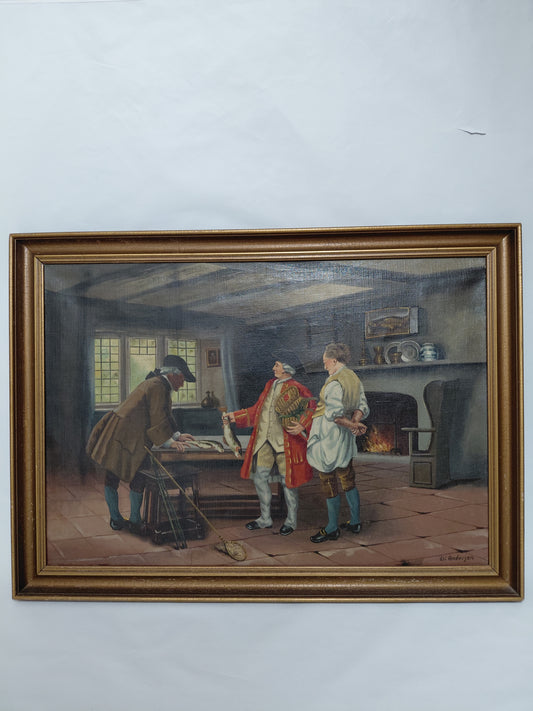 Vintage olímálverk "Pride of Capture", Eli Andersen