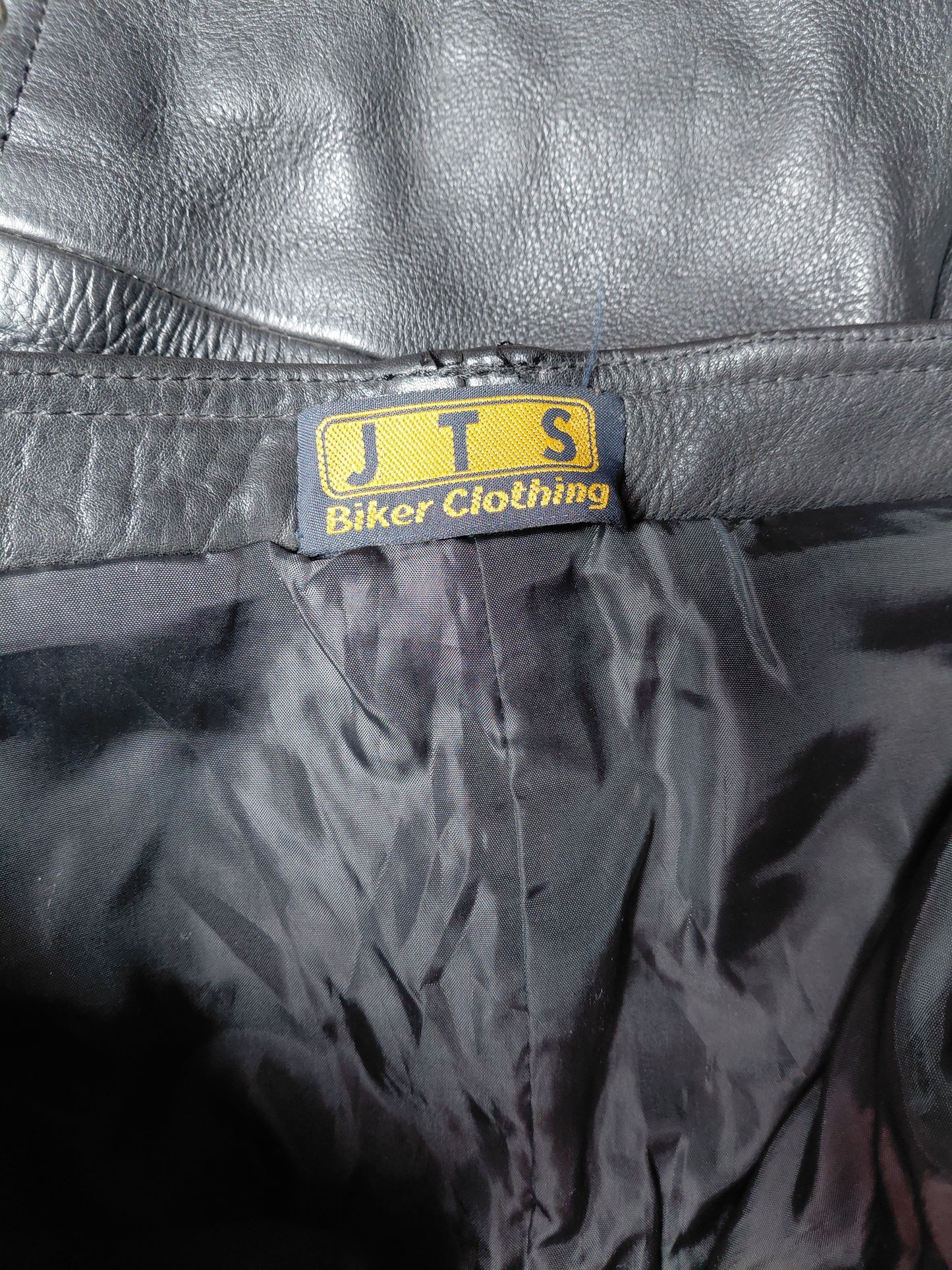 Vintazge leður mótorhjólabuxur reimdar á hlið, 30/32, JTS Biker clothing