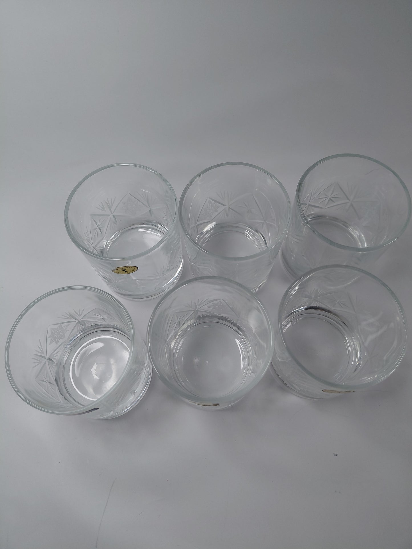 Vintage (1985-1992)old fashion whiskey glös (6 stk), Davíðs stjarnan, Bohemia Crystal