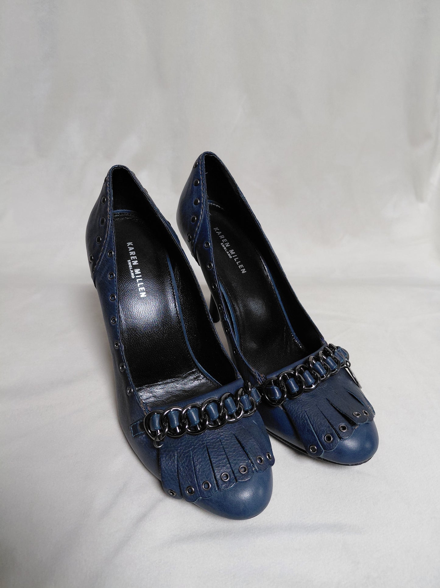Leður rokkaðir hælaskór (8.5 cm), EUR 37, Karen Millen