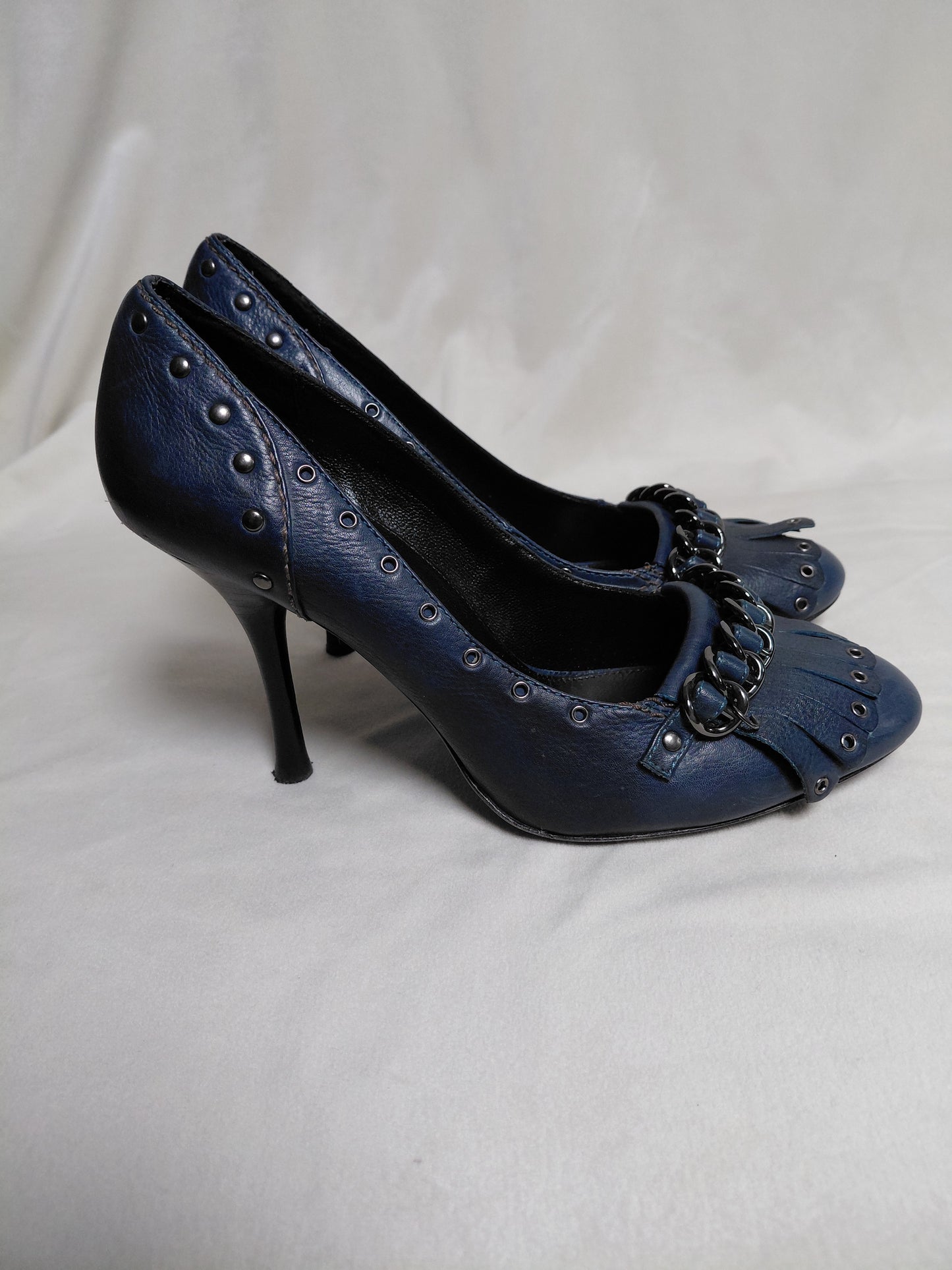 Leður rokkaðir hælaskór (8.5 cm), EUR 37, Karen Millen