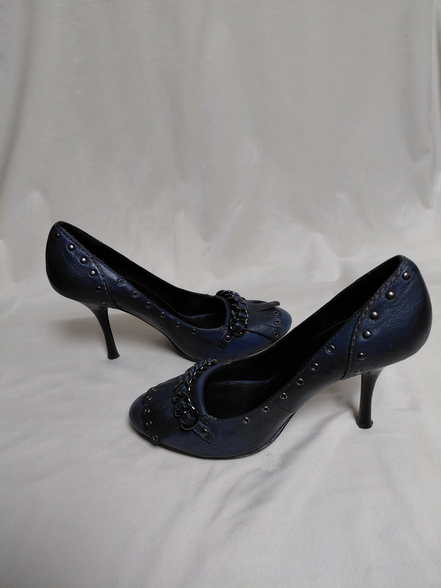 Leður rokkaðir hælaskór (8.5 cm), EUR 37, Karen Millen