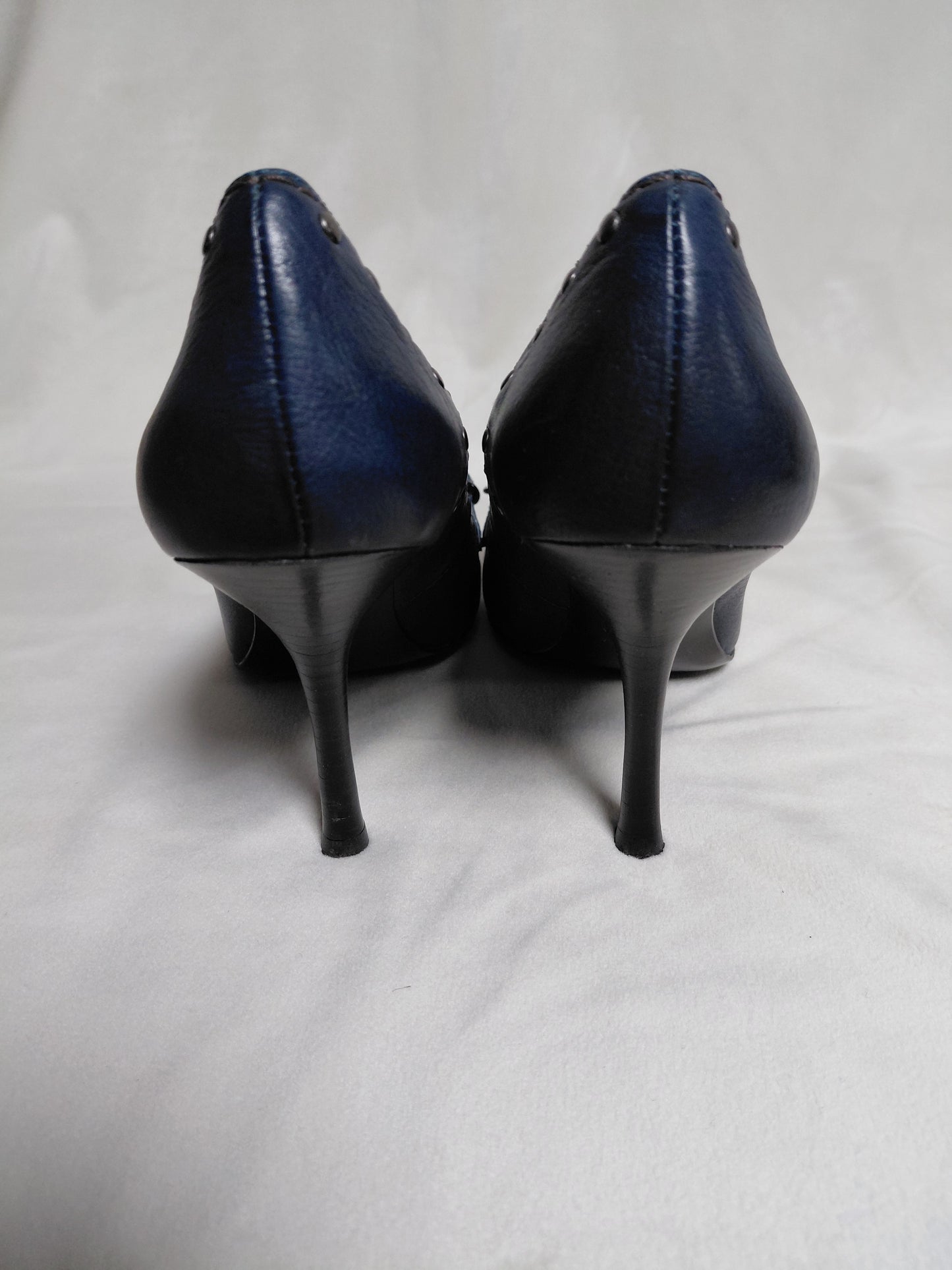 Leður rokkaðir hælaskór (8.5 cm), EUR 37, Karen Millen