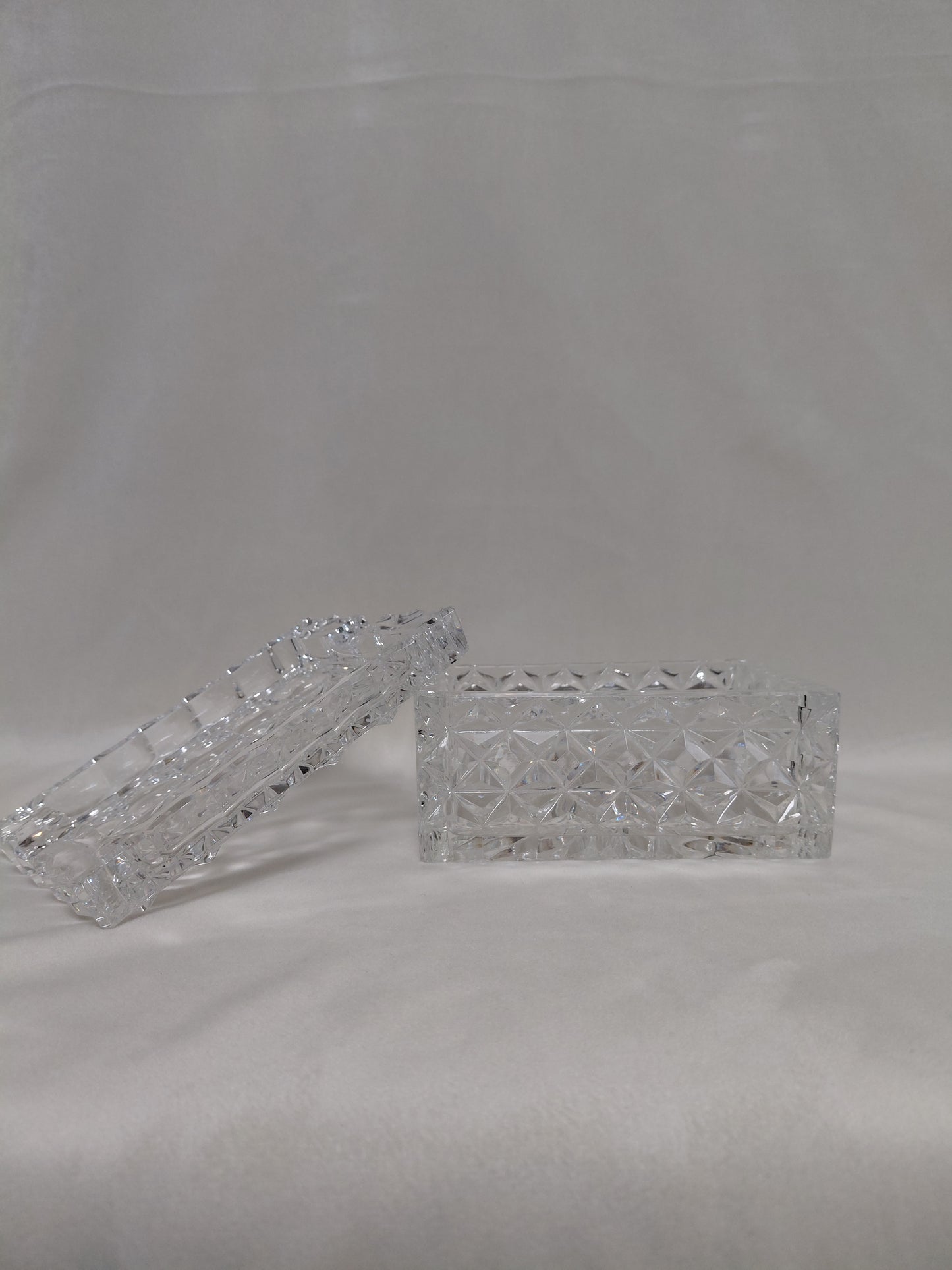 Vintage "diamond cut" kristal vindla box með loki (1960s), Waterford Crystal