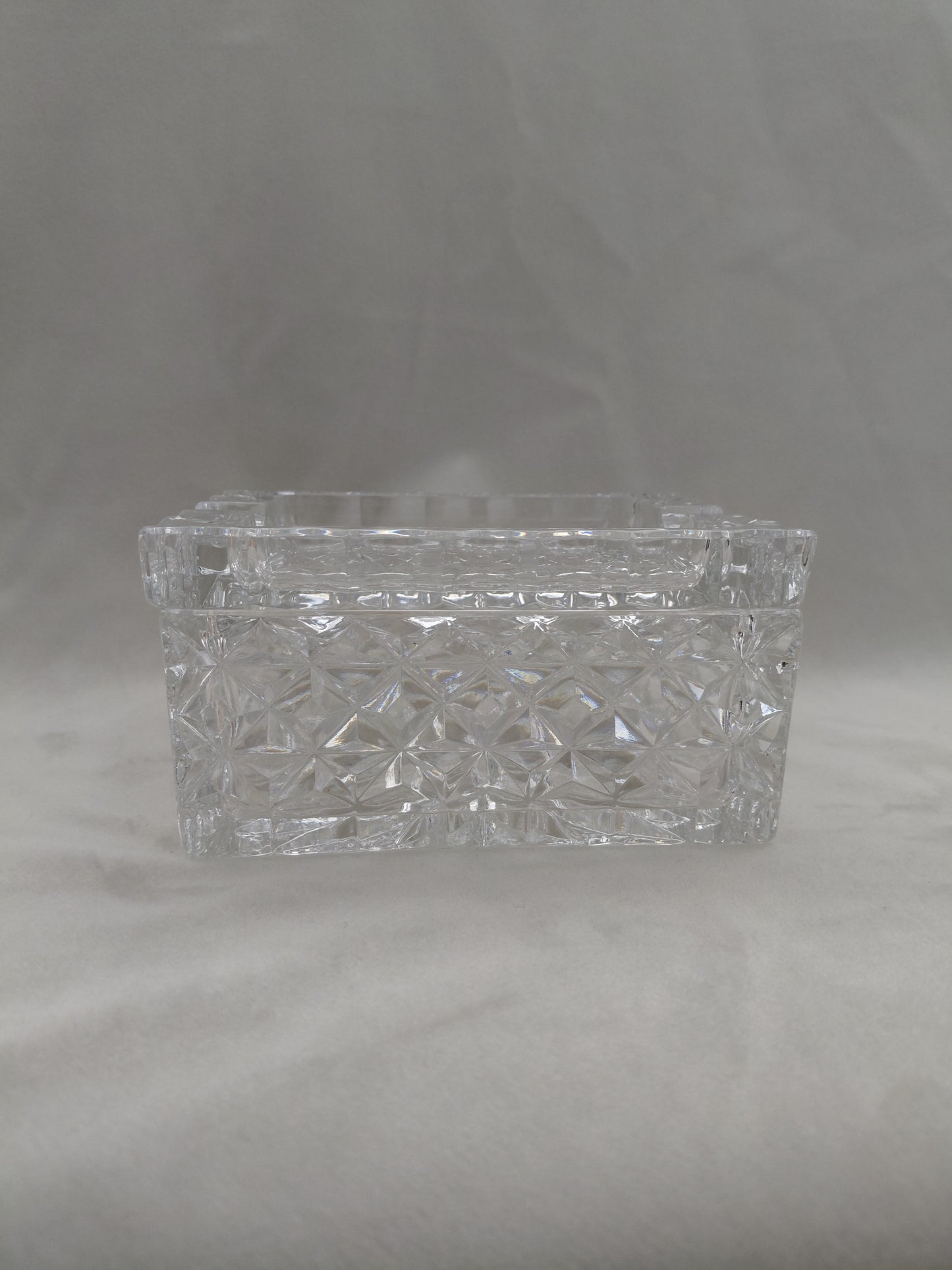 Vintage "diamond cut" kristal vindla box með loki (1960s), Waterford Crystal