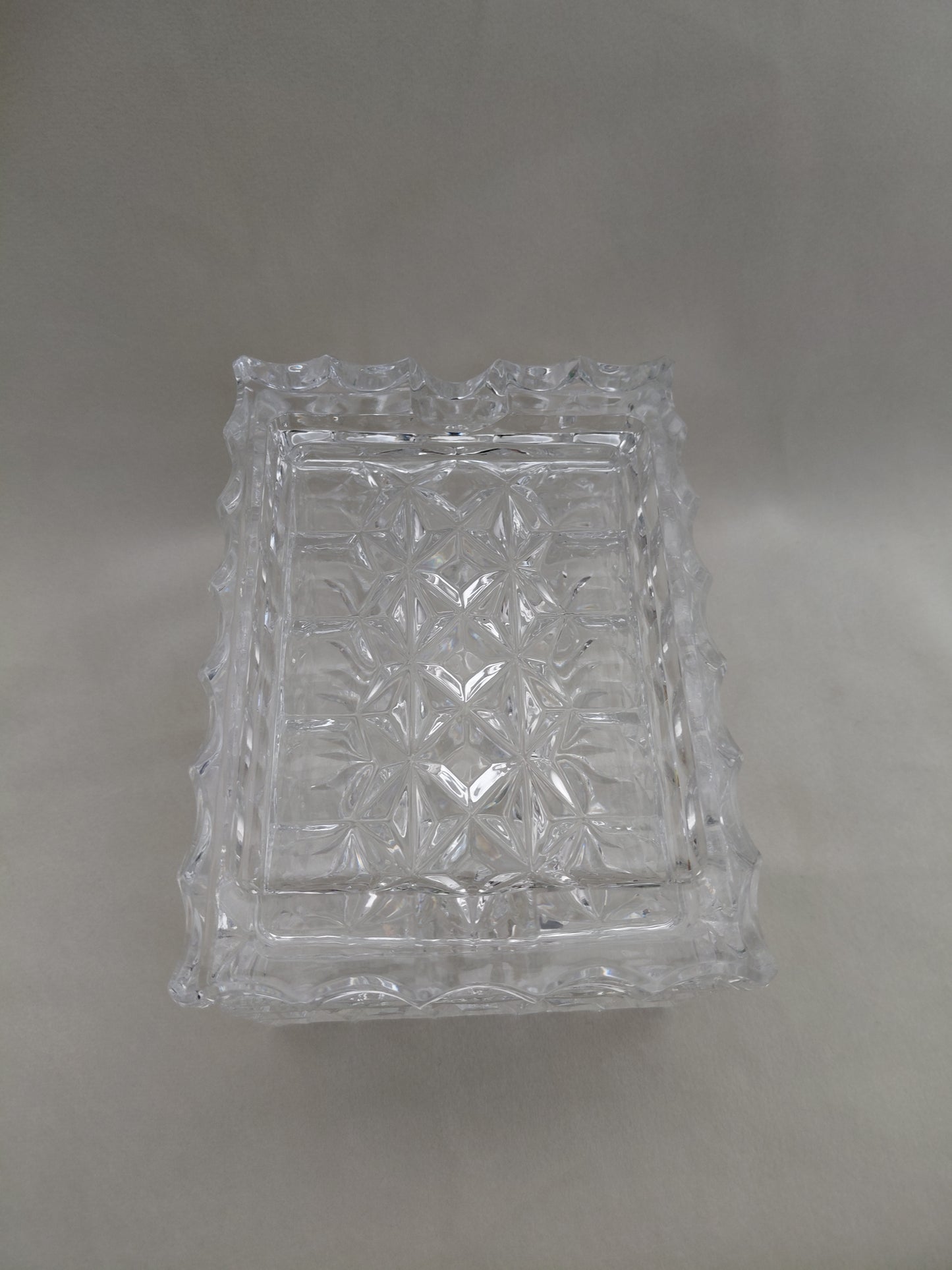 Vintage "diamond cut" kristal vindla box með loki (1960s), Waterford Crystal