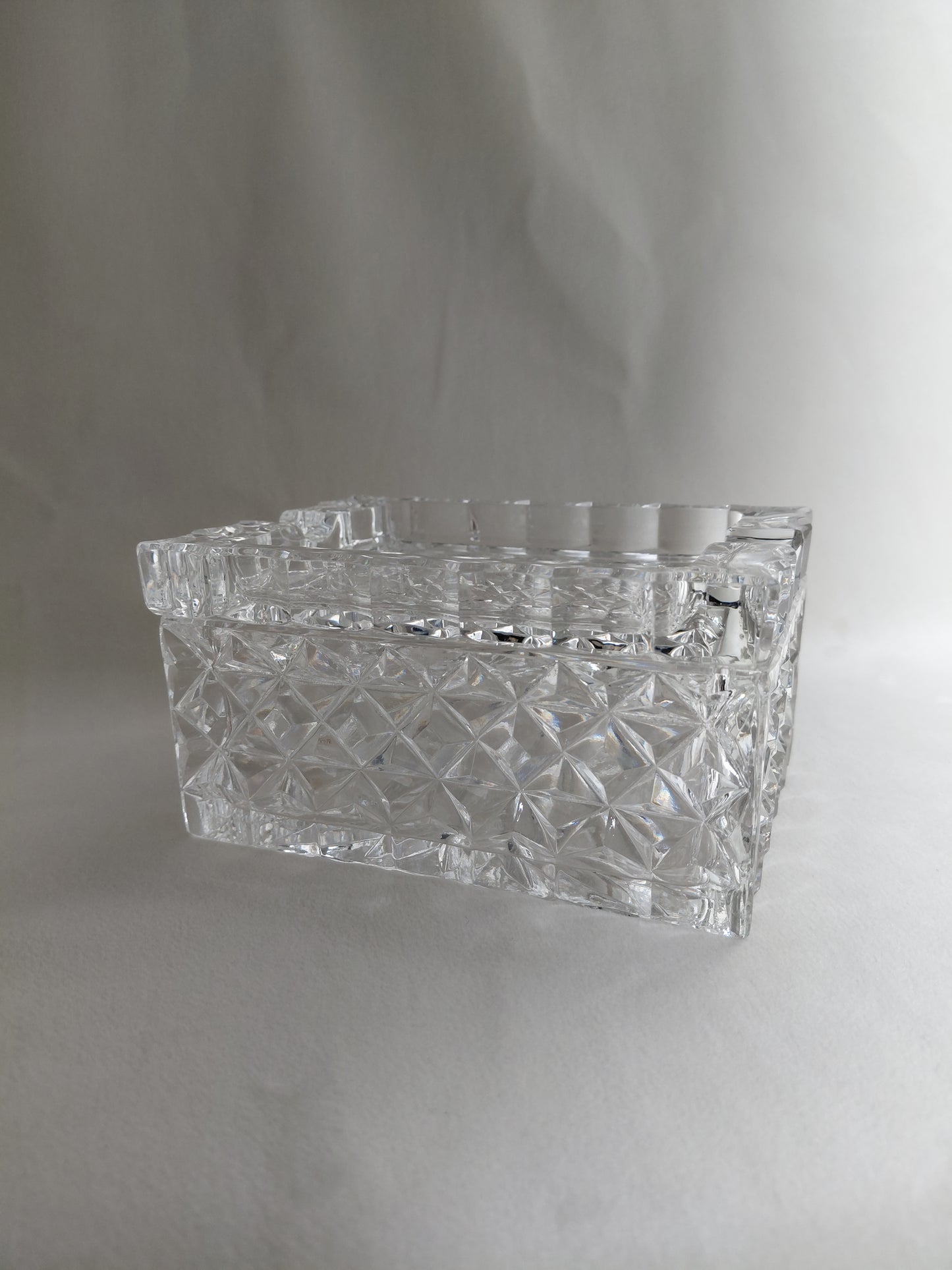 Vintage "diamond cut" kristal vindla box með loki (1960s), Waterford Crystal
