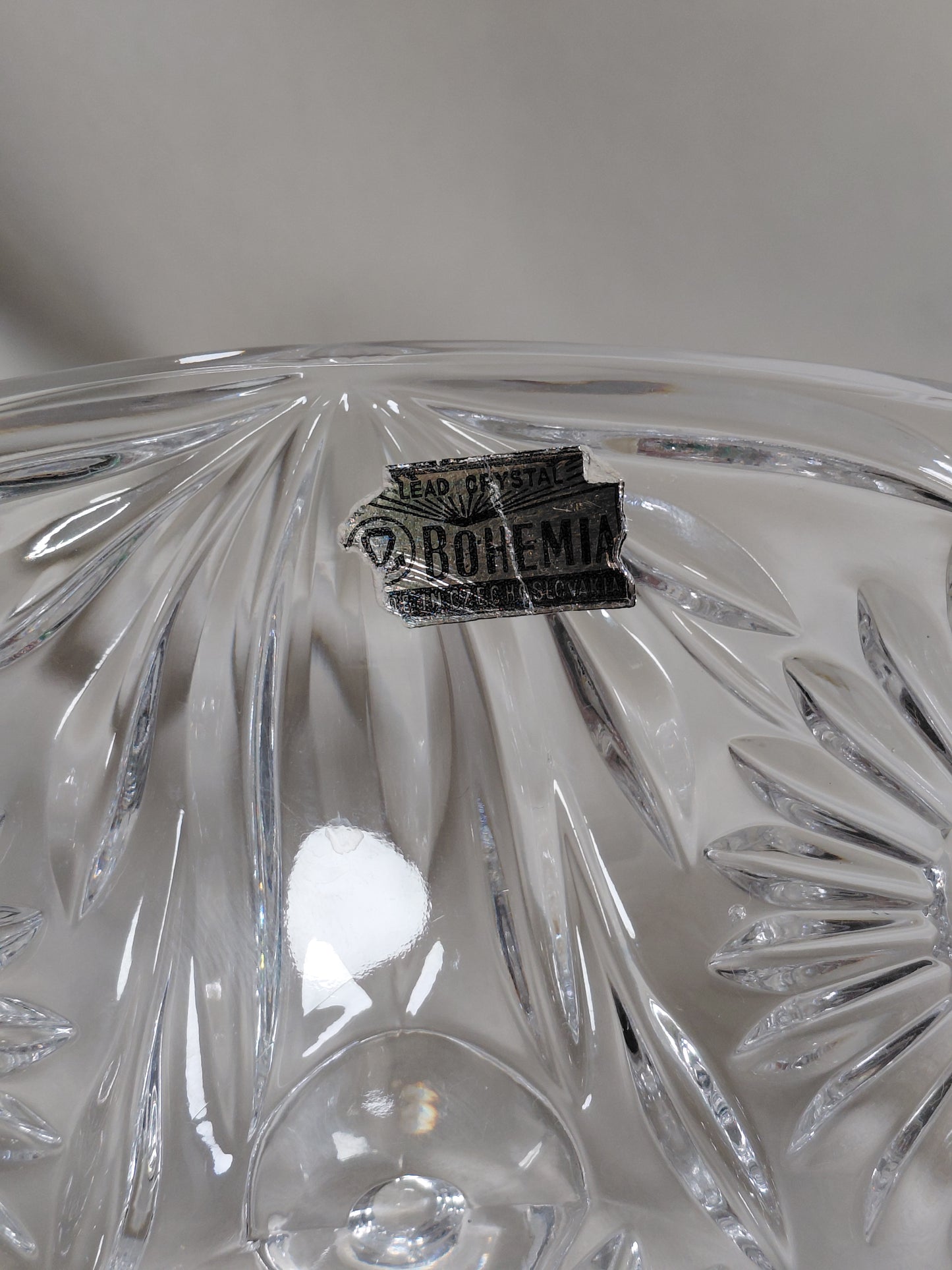Vintage kristal skál með lok (1960-1970s), Bohemia Crystal