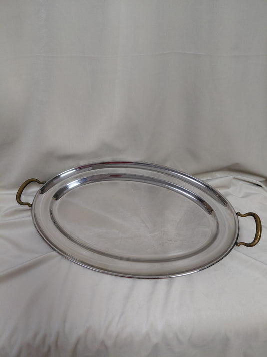 Vintage (1970-1990) sívalur stál bakki Inox 18/10, Jean Couzon