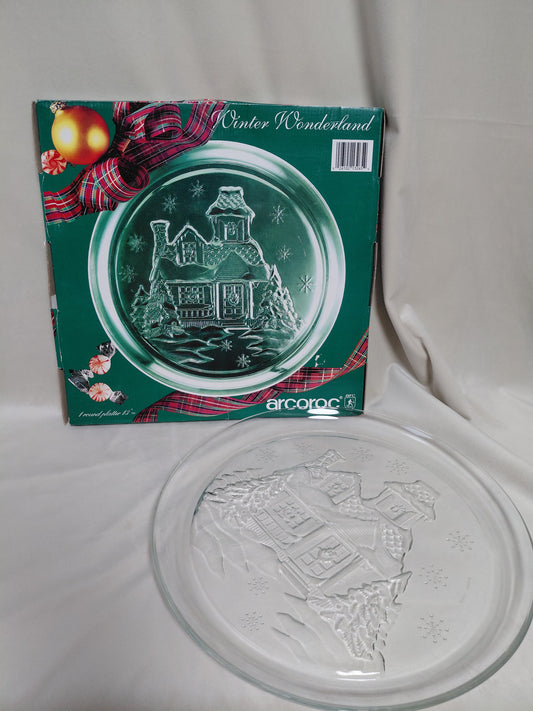 Vintage (1990s) tertu diskur / Kökudiskur  "Winter Wonderland", Arcoroc