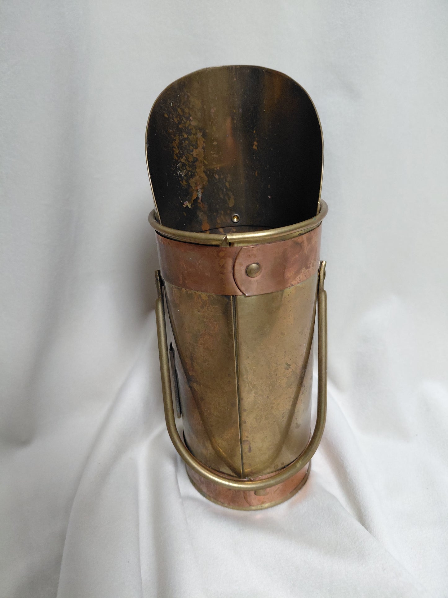 Vintage arinn-eldspýtnahaldari úr kopar og brass (1950-1970)