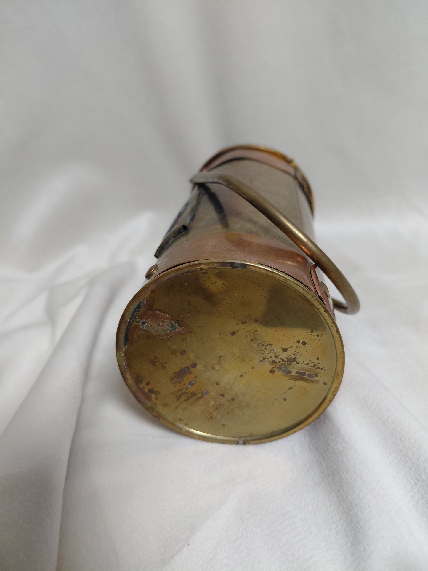 Vintage arinn-eldspýtnahaldari úr kopar og brass (1950-1970)