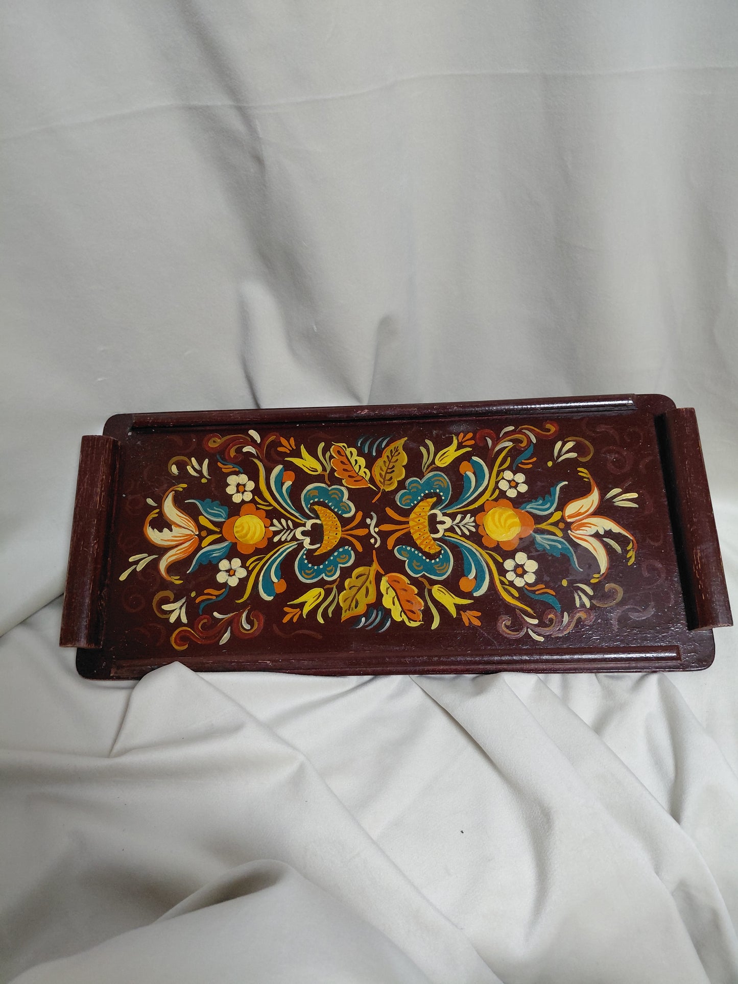 Norskur handmálaður tré bakki (Rosemaling)